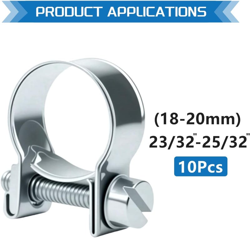 JTAREA 18-20MM Fuel Injection Hose Clamps 23/32"-25/32" Gas Line Clamps Pipe Clamp for Automotive Diesel Petrol Pipes - Image 2